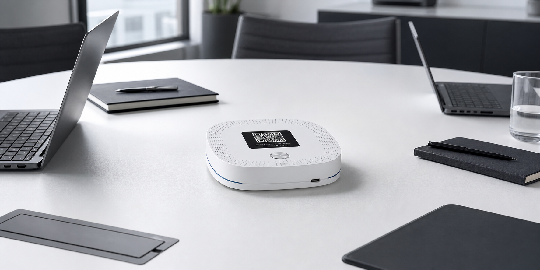 Hummic device on a meeting room table